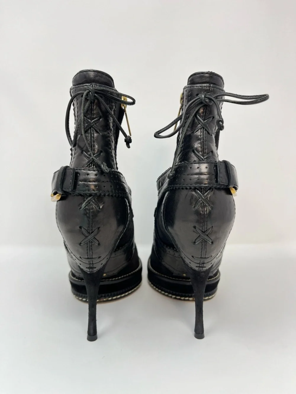 Christian Dior Galliano Vintage 90s Y2K Black Suede Leather Ankle Boots 37.5 7